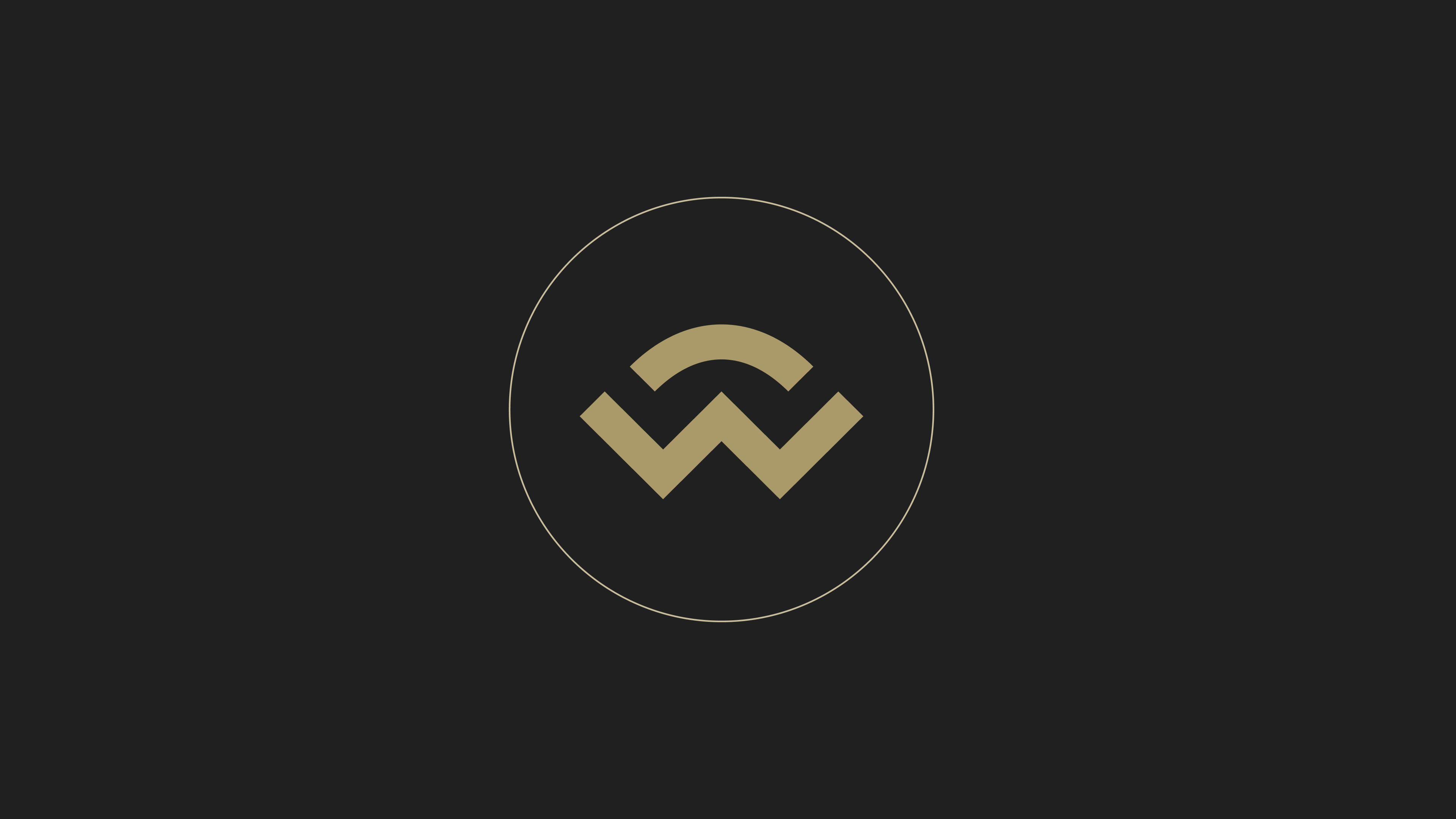 Gold WalletConnect Logo Gold WalletConnect logo in a golden circle with a black background